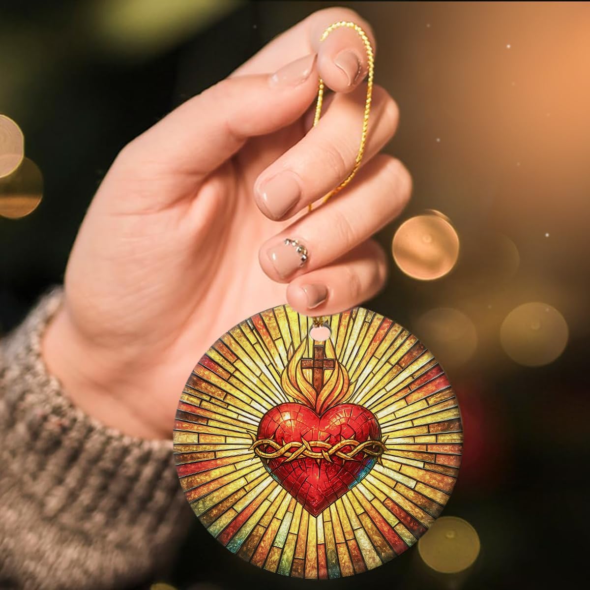 Nativity Ornaments Sacred Heart of Jesus Ornament | Religious Ornaments Gifts for Christmas | Catholic Spiritual Gifts for Christian Women - Religious Catholic Xmas Tree Decorations - Image 5