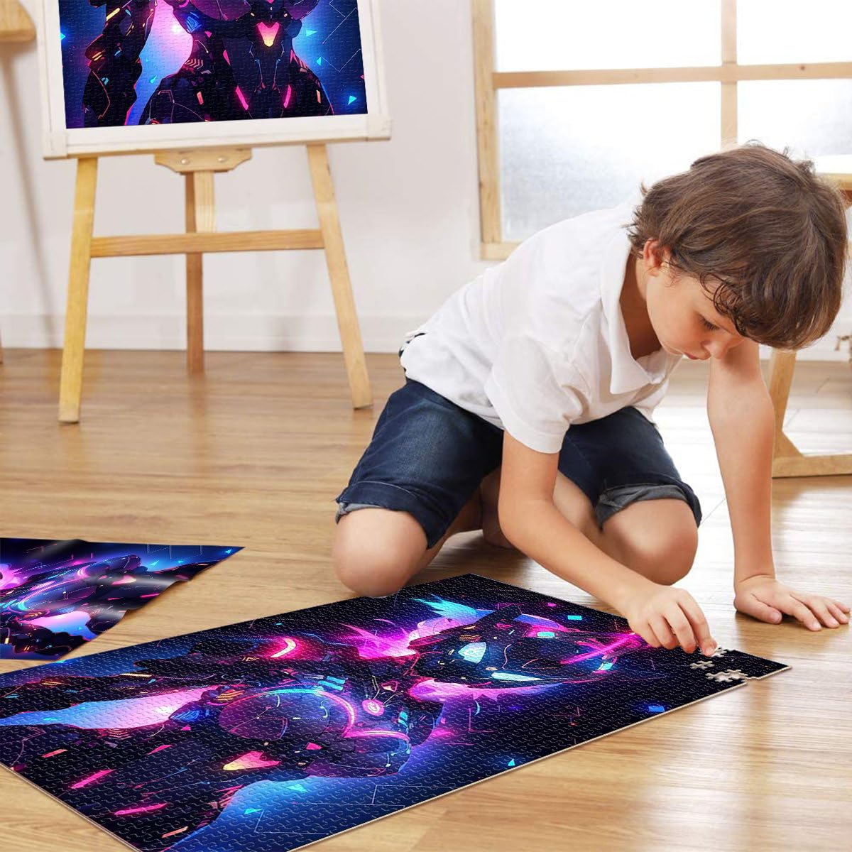 Puzzles de 2000 pièces pour Adolescents Fille Robot cybernétique animée Jeu de Quiz Car C'est Un pour Toute la Famille 70x100cm