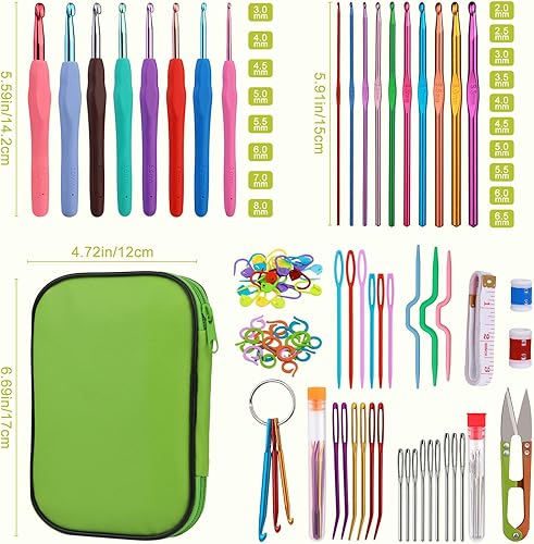 Miniatura 2 de Zlulary Juego de ganchos de ganchillo, kit de agujas de ganchillo, ganchos de ganchillo para principiantes con pequeños ganchillos, agujas de hilo,