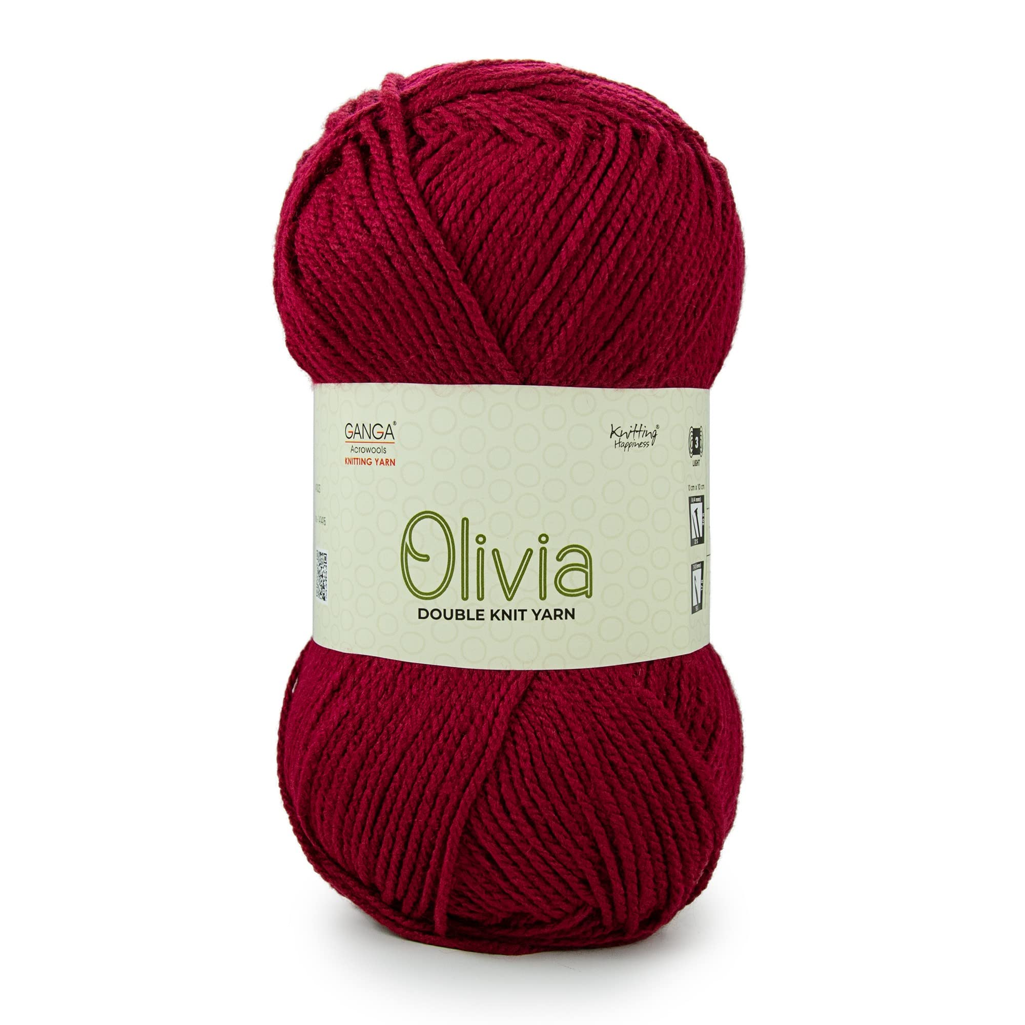 GANGA Acrylic Olivia Hand Knitting And Crochet Yarn (Maroon) (100Gms)