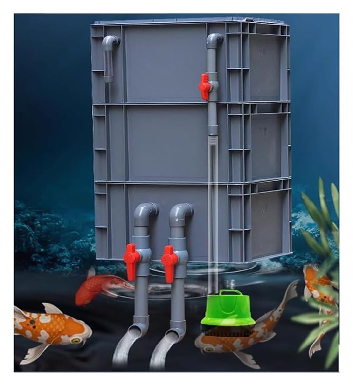 Filtre d'aquarium, boîtier de Filtration Externe, Filtre à 2 ou 3 Niveaux pour Aquariums et bassins, Filtre à débit réglable Puissant (Pompe et Masses filtrantes Non incluses) 40 x 30 x 51 c