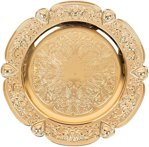 Miniatura 7 de Efavormart - Paquete de 6 platos de acrílico con relieve floral dorado con borde festoneado, platos decorativos redondos de plástico de 13 pulgadas