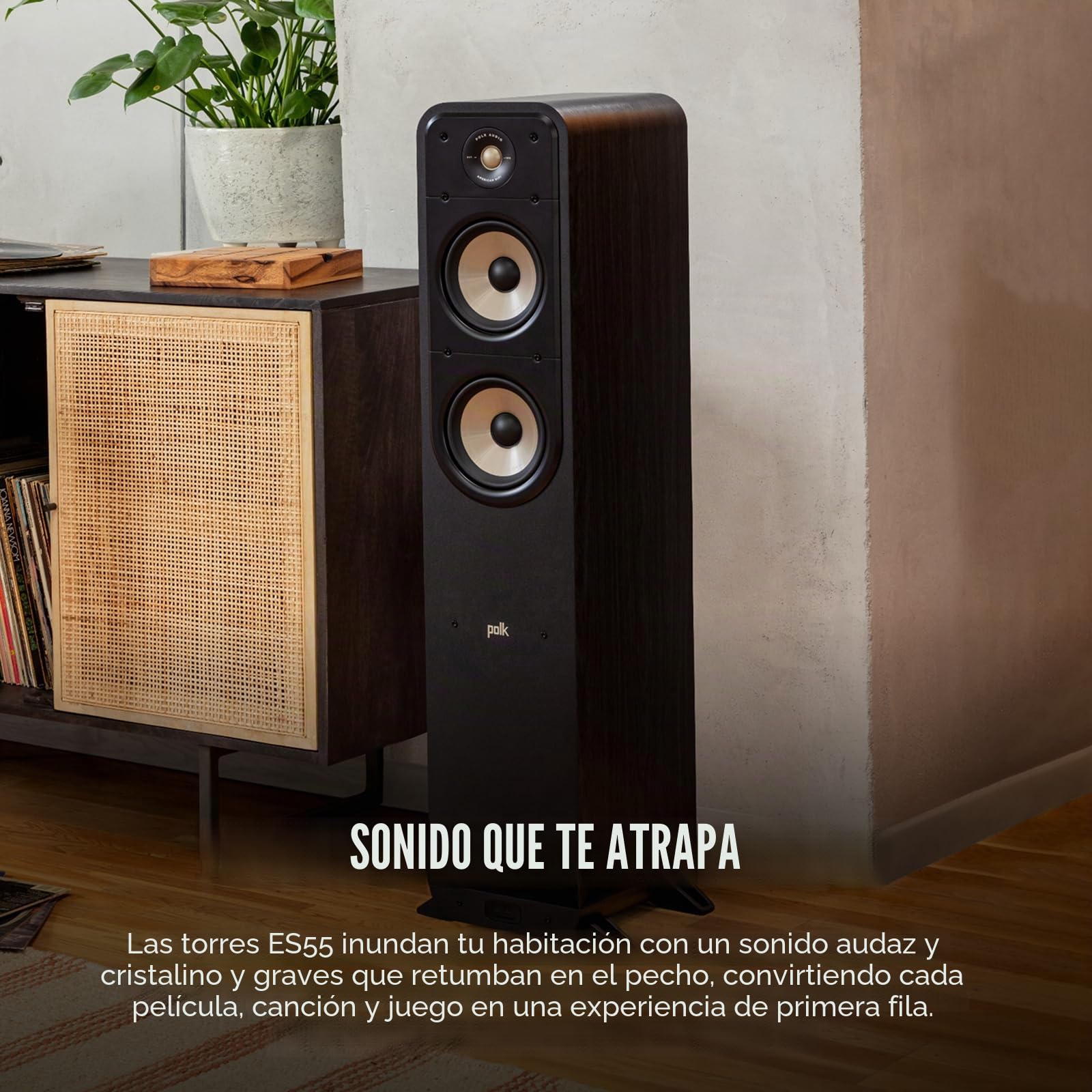 Polk Audio Signature Elite ES55 - Altavoz de Torre con Certificado de de Alta resolución y Dolby Atmos y DTS: Compatible con X, Tweeter de 1 Pulgada y (2) Woofers de 6,5 Pulgadas, Color Blanco