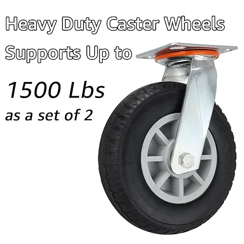 Miniatura 5 de Juego de 2 ruedas giratorias de 8 pulgadas, ruedas giratorias de 360 grados, ruedas giratorias para muebles de carrito y banco de trabajo (carga de