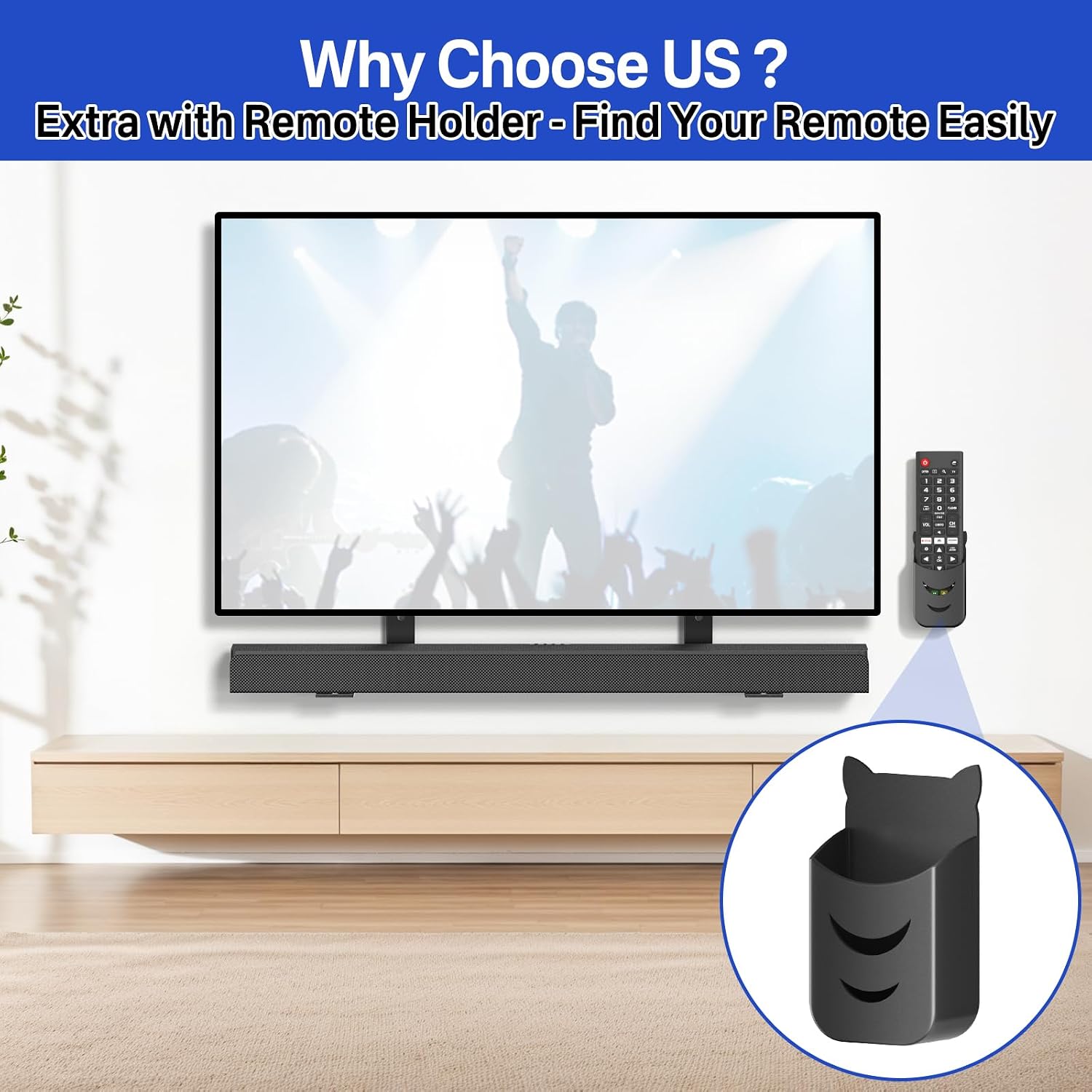 Sound bar TV Mounts for Sony Soundbar TV Mount with Remote Holder - 13" Adjustable Height for Sony Soundbar Mounting Bracket Hold 35Lbs for Space Saving