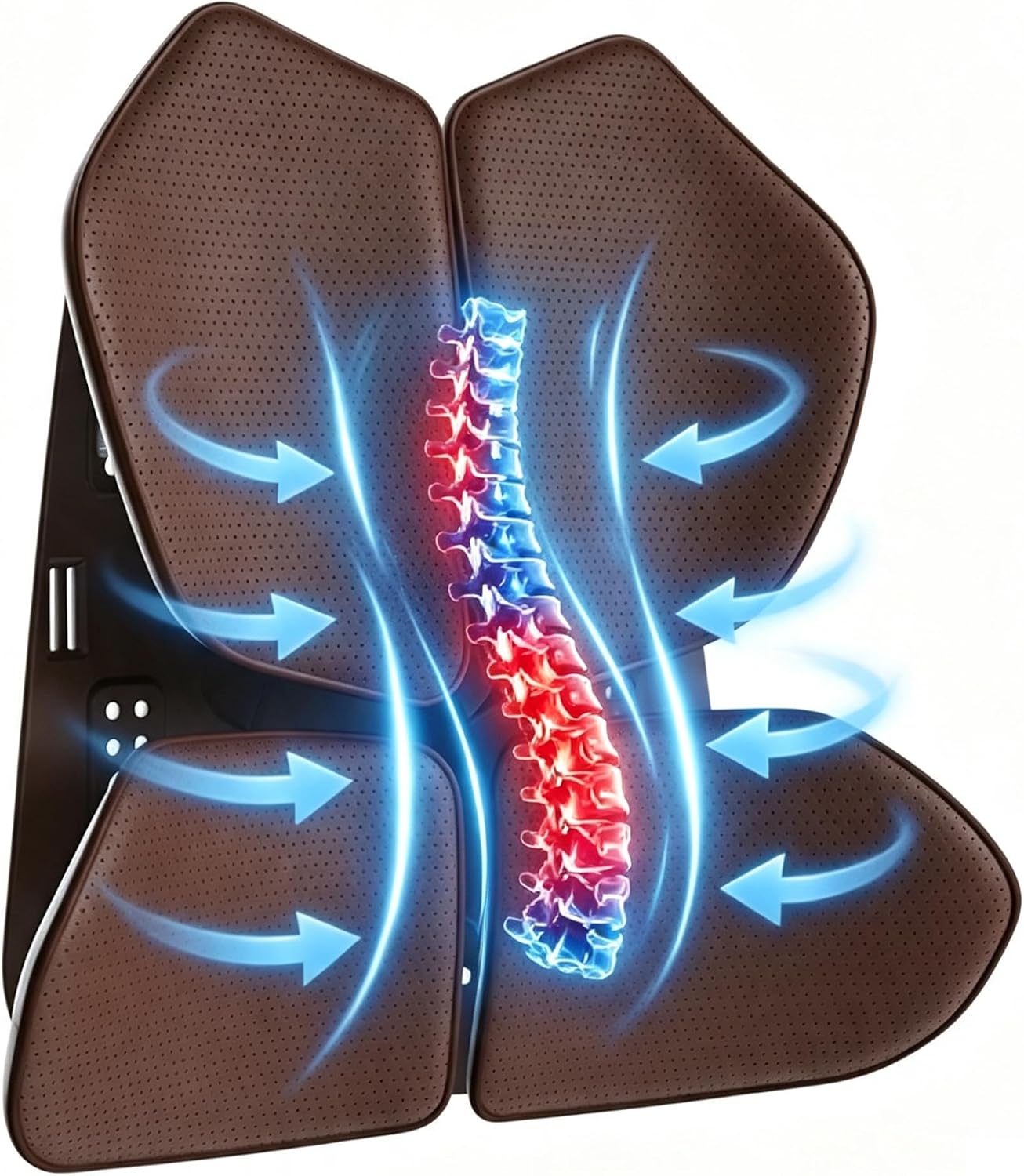 4-Zone Back Support Cushion, Flexible Lumbar Support for Car & Office