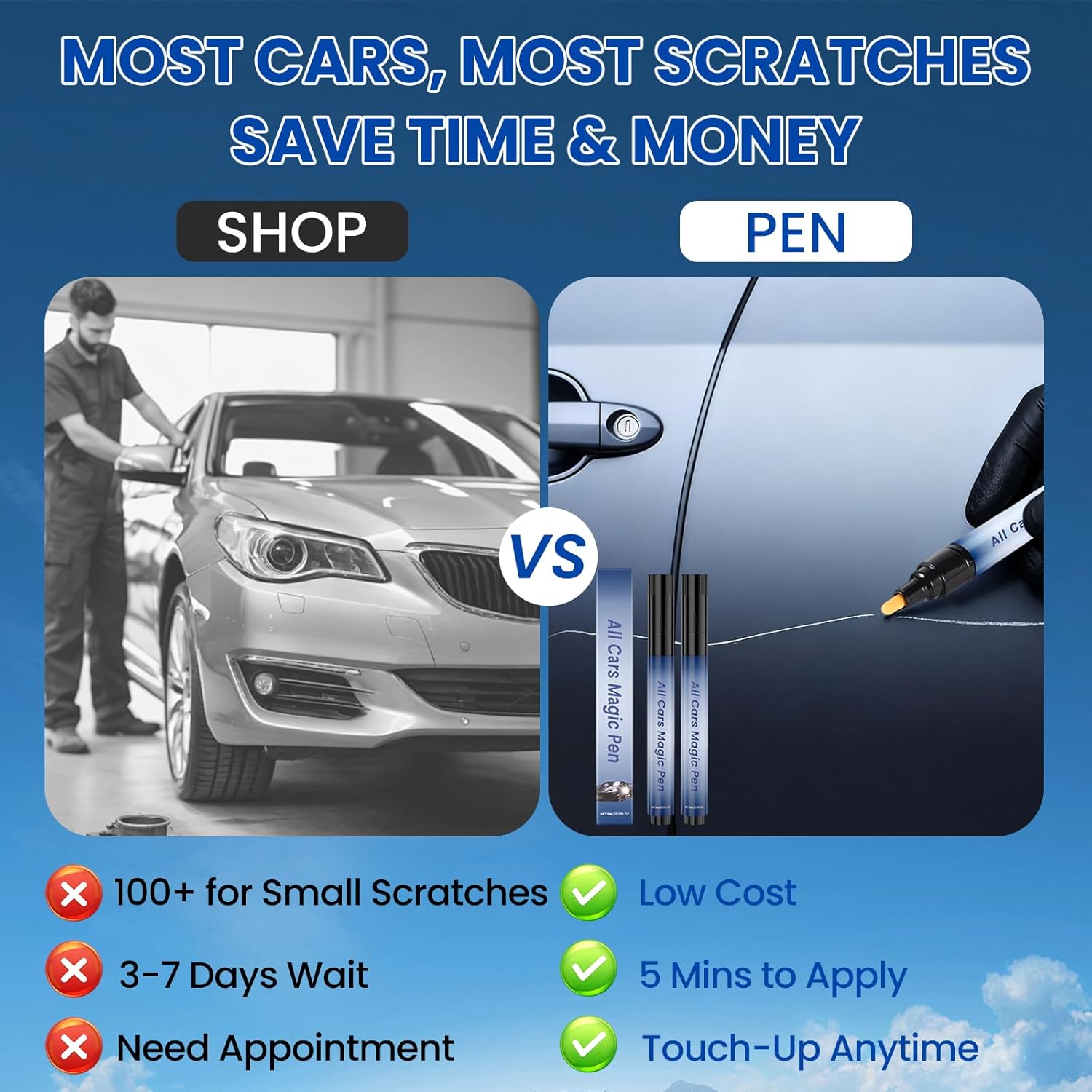 All Cars Magic Pen, Car Scratch Remover for Vehicles, Professional Car Paint Scratch Repair, Quick Fix for Scratches and Paint Damage, Lasting Car Scratch Remover, Easy Use, Fits All Car Colors (2Pcs) - Image 6