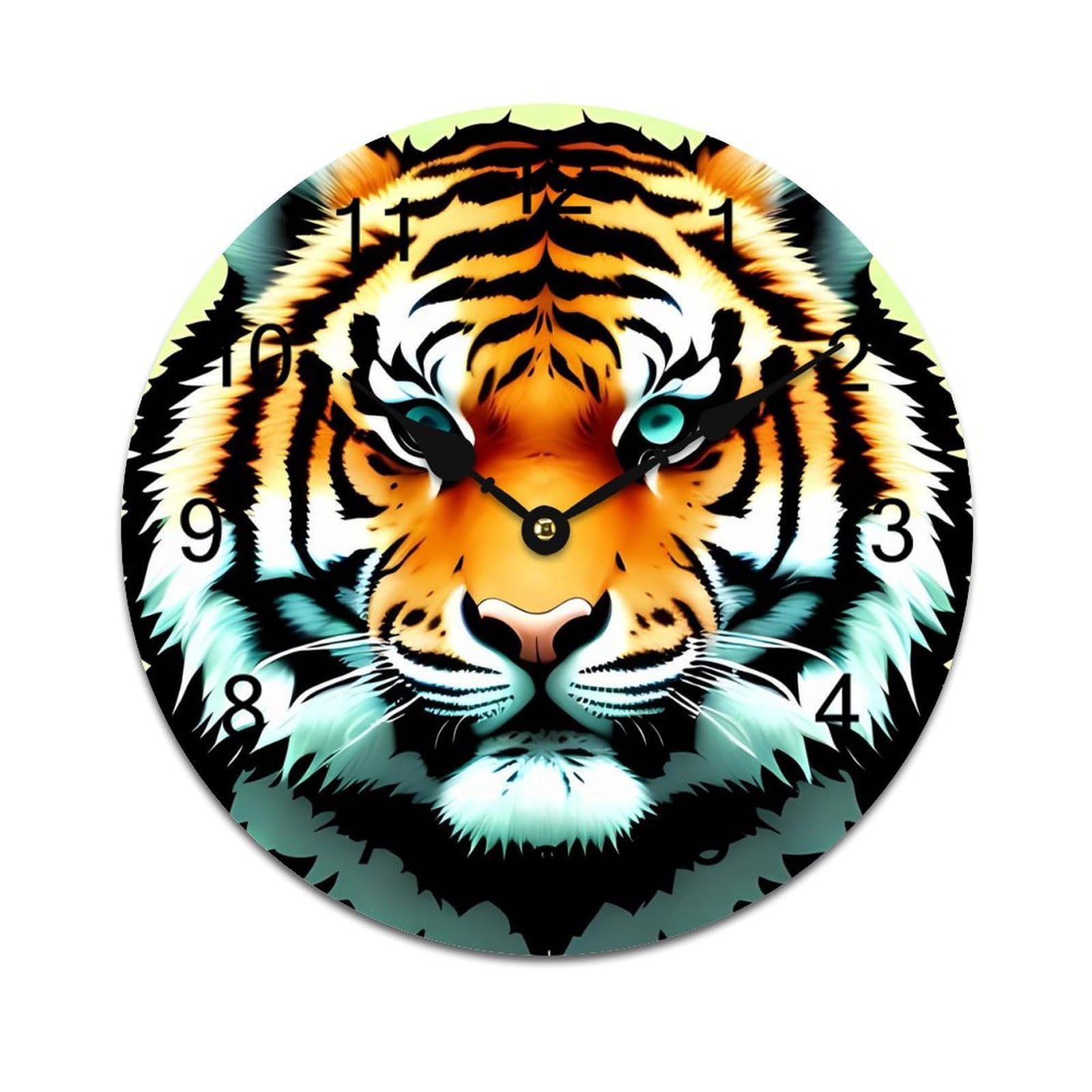 Horloge murale tigre en PVC pour salon et cuisine moderne, ambiance chaleureuse