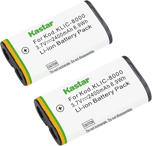 Kastar Batería (paquete de 2) para Kodak KLIC-8000, K8000 Trabaja con Kodak Z1012 es, Z1015 es, Z1085 es, Z1485 es, Z612, Z712 es, Z812 es, Z8612 es