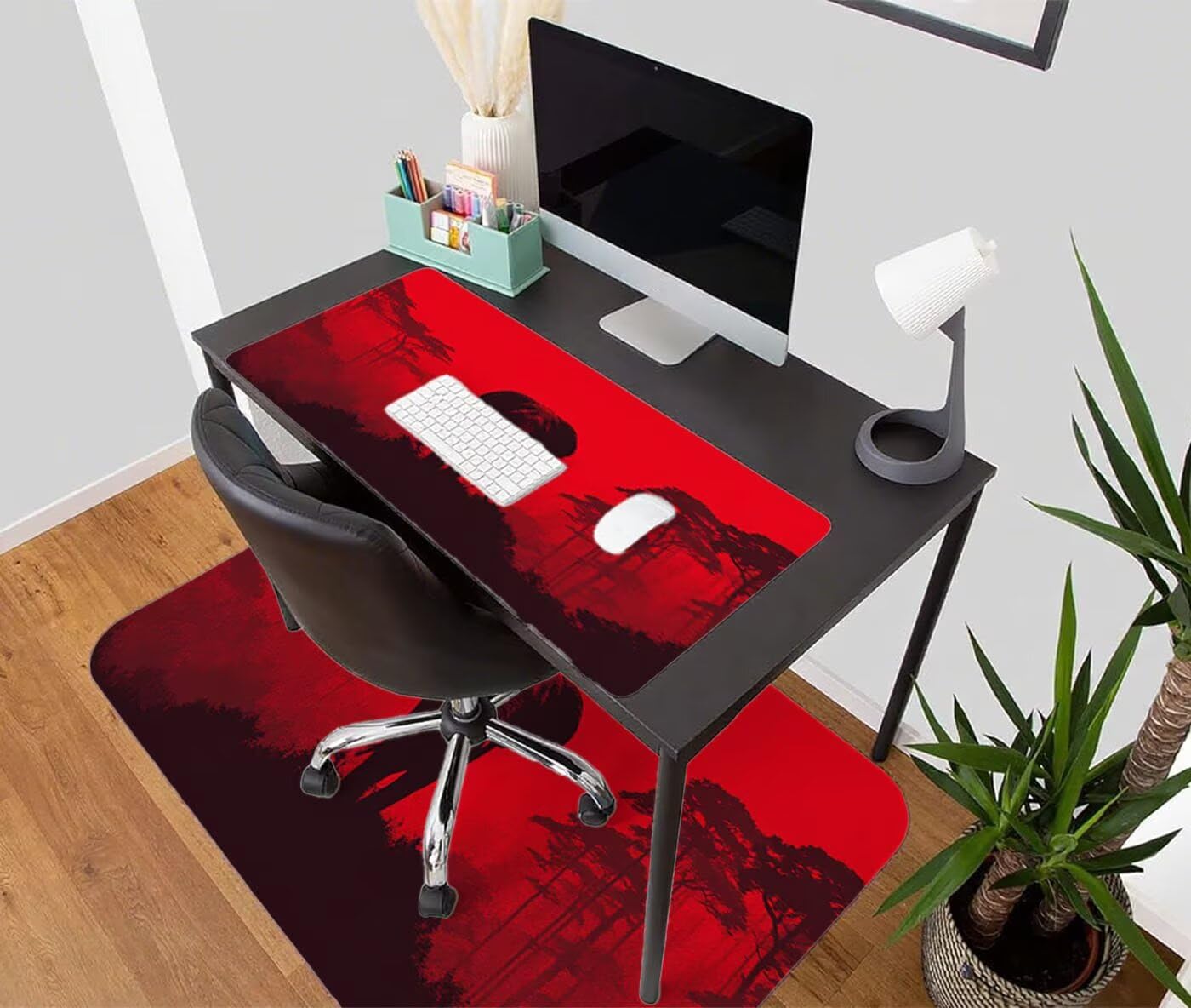 Podkładka pod mysz XXL 1200 x 600 mm duża podkładka pod mysz dla graczy czerwona pod ręką biurko szyte krawędzie wodoodporna antypoślizgowa do komputera, laptopa poprawia precyzję i szybkość, słoń S
