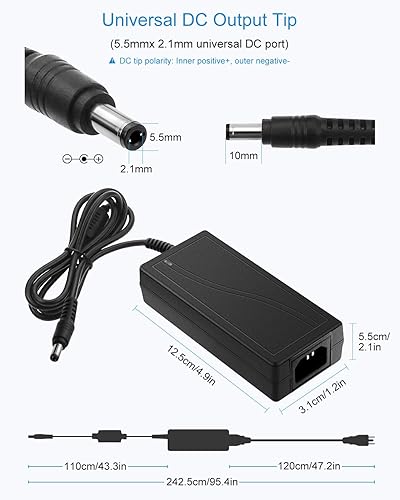 Miniatura 3 de ALITOVE 24V 3A 72W AC a DC Adaptador Convertidor de fuente de alimentación AC 100V ~ 240V a DC 24V 3amp Transformador con conector de salida de CC