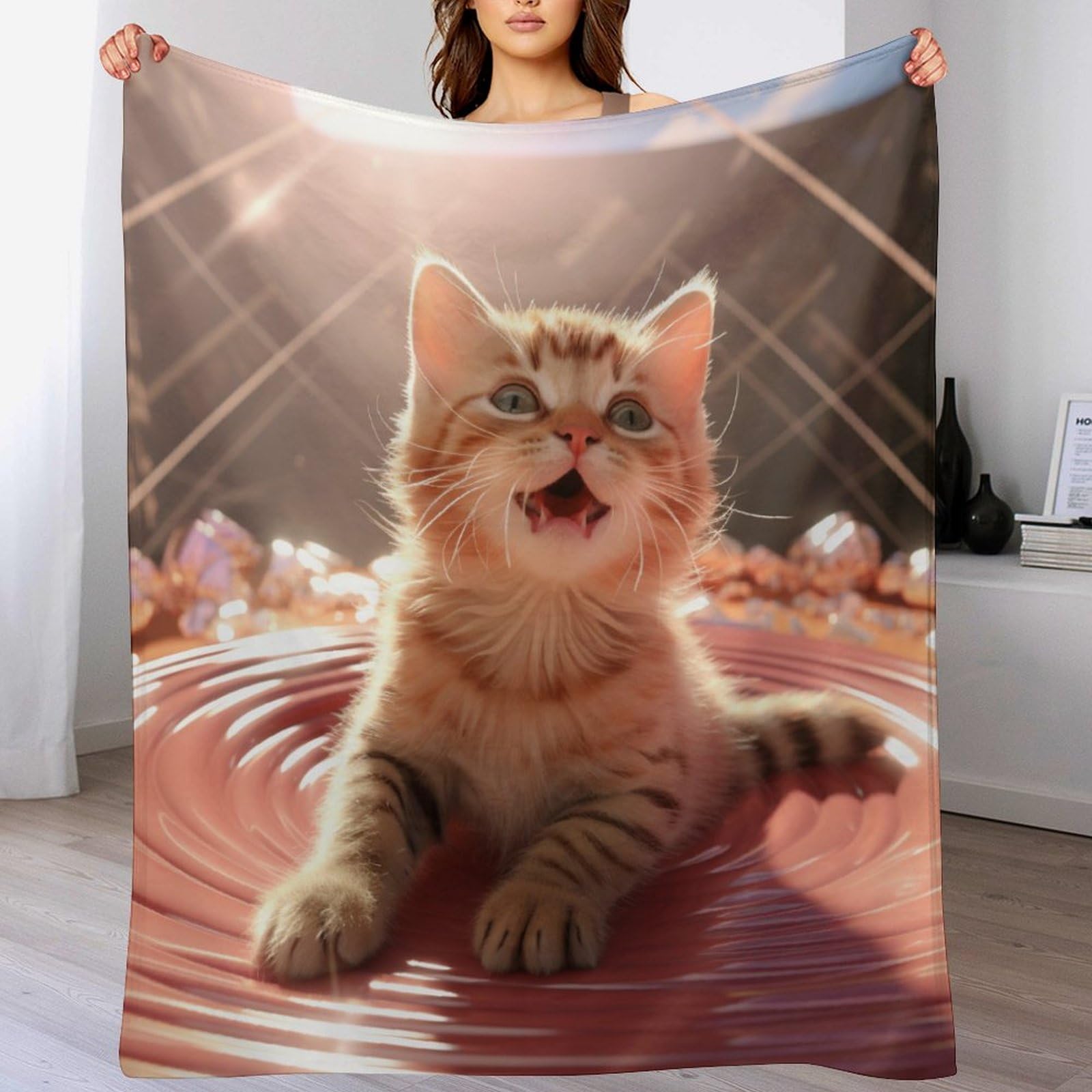 Couverture flanelle chat douce pour lit et plaid canapé 130x180