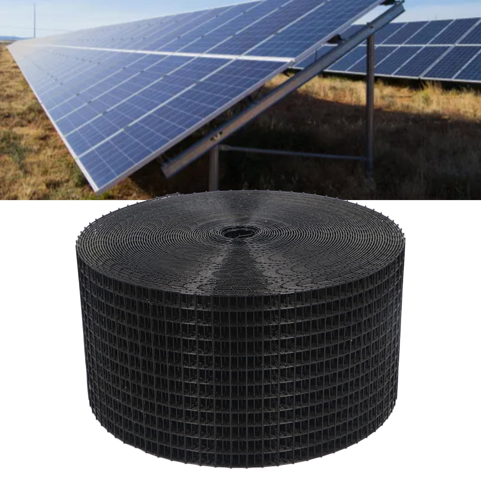 do siatki na ptaki do paneli słonecznych, siatka żelazna powlekana na czarno, siatka 1,27 cm, długość 100 stóp, łatwa instalacja z akcesoriami, odporna na warunki