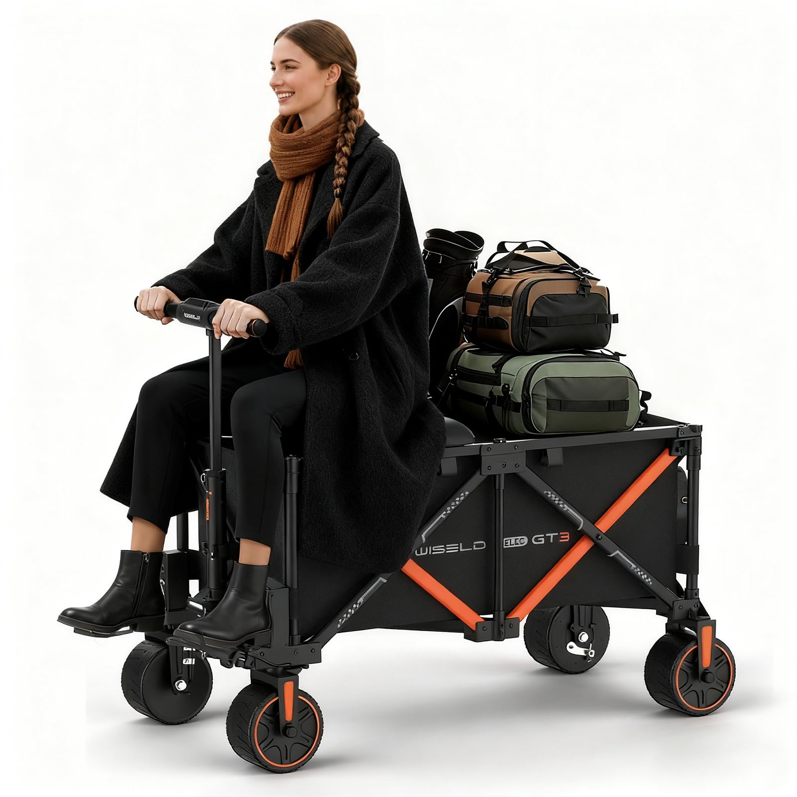 Amazon.com: WISELD GT3 Electric Wagon Cart with Seat, Dymanic Load