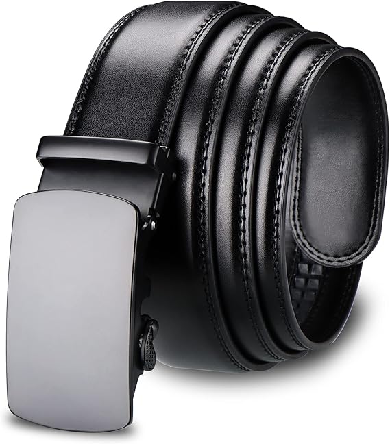 Amazon Jekixhua メンズ ドレスベルト 快適 レザー スライド ラチェットベルト メンズ ビジネス 調節可能 ウエスト ブラックバックル ブラックスタイル1 24 To 42 Waist Adjustable ベルト 通販