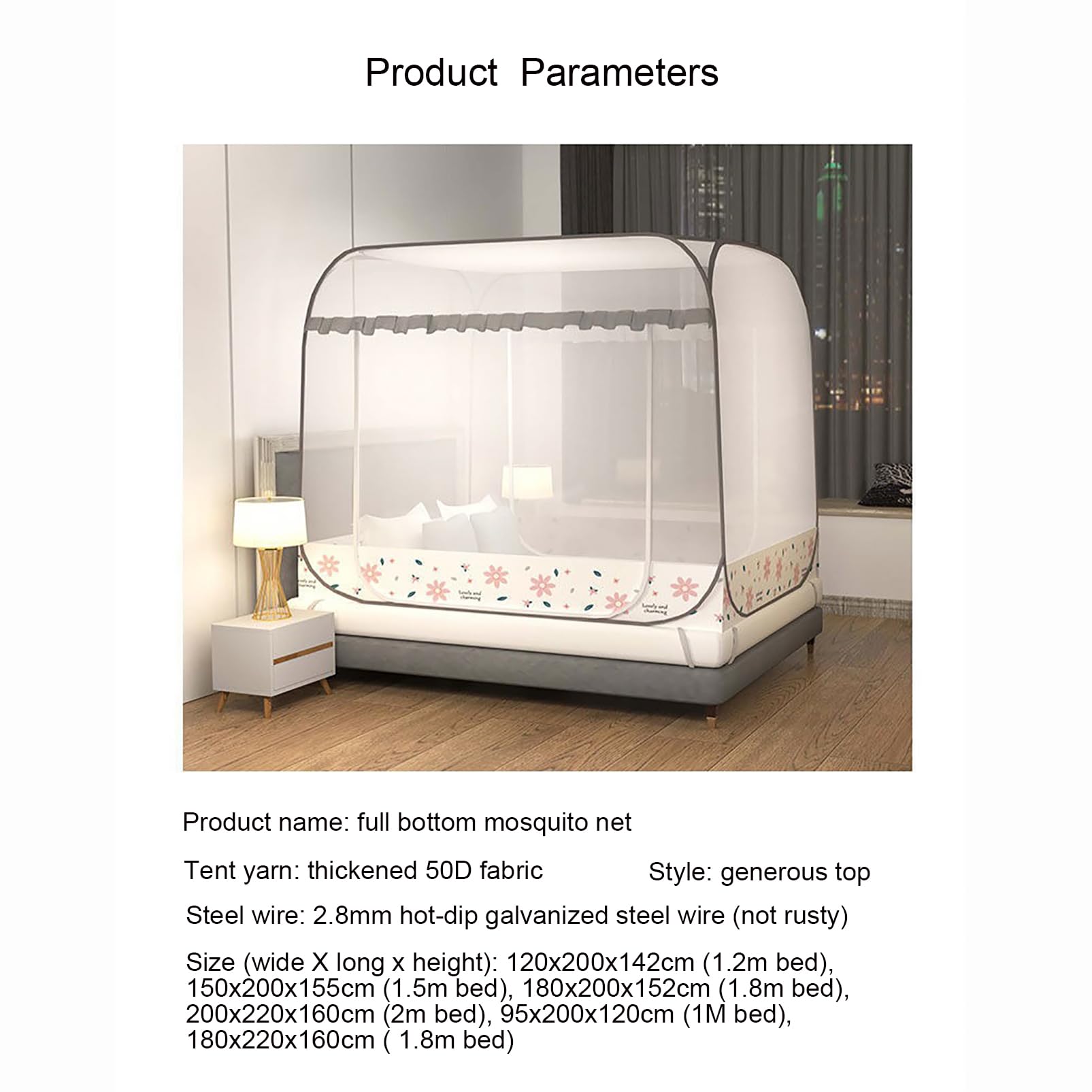 CUTTE Moustiquaire Pliable Auvent de Lit Tente Pop-Up Respirante et Résistante à la Lumière Tente de Lit pour Enfants Tentes de Rêve pour Filles Moustiquaire,F,90x190cm