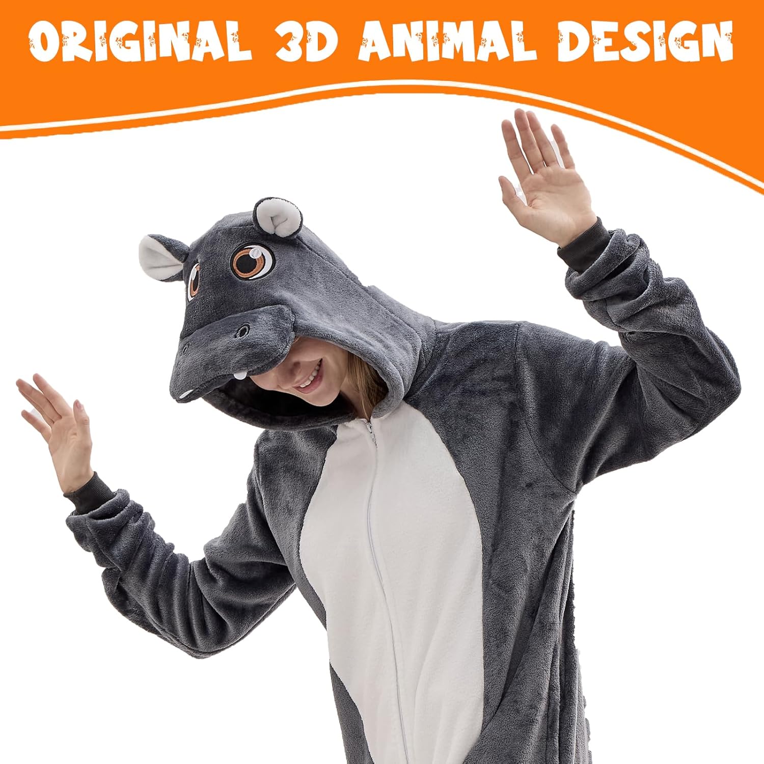 Adult Animal Onesie Pajamas Unisex Snug-Fit Sleepwear for Halloween Home Lounging Costume Parties - Image 3