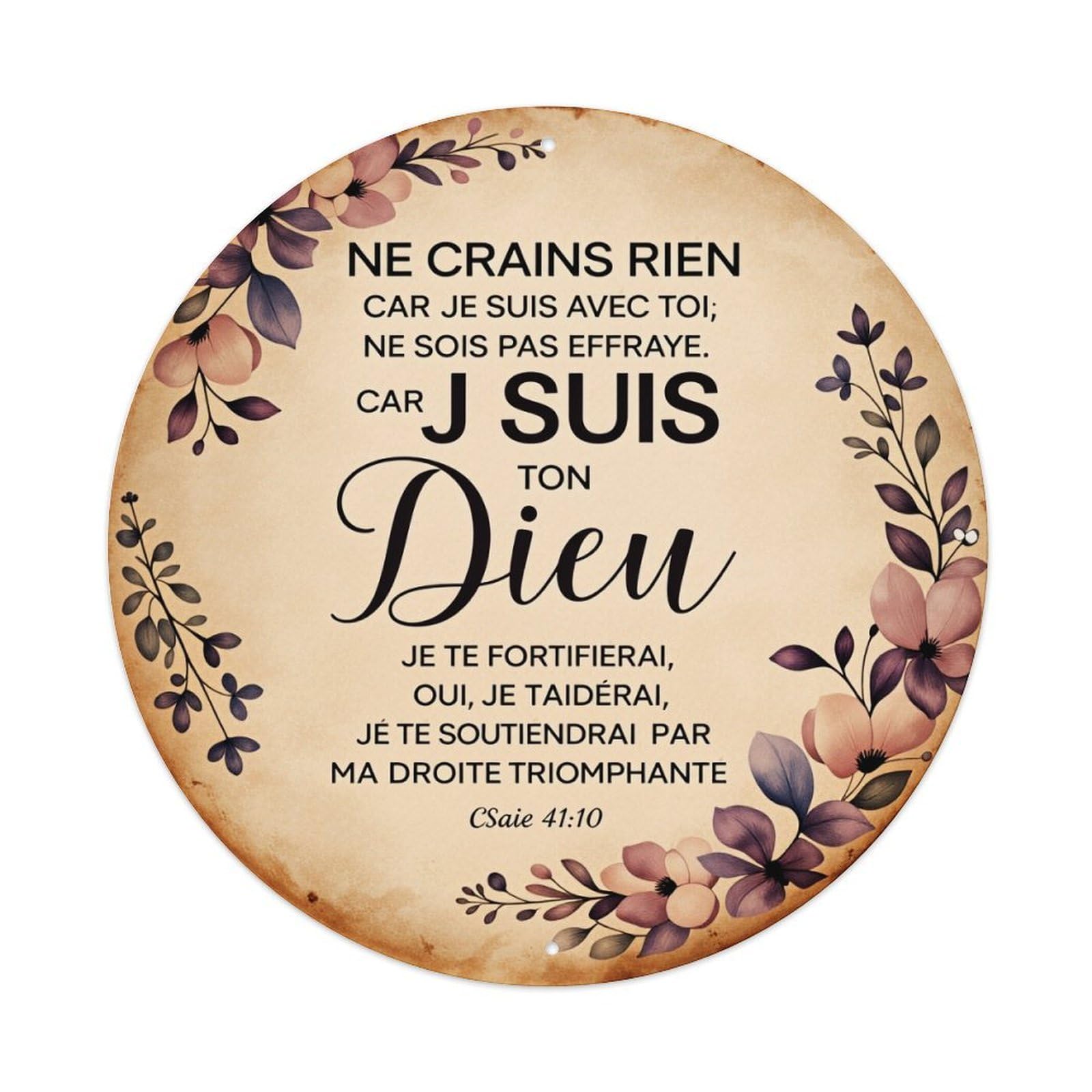 Floral Wreath Scripture Design Circle Metal Tin Sign Vintage Garden Bedroom Cafe Bar Man Cave Home Wall Decor Metal Poster 8x8 inches