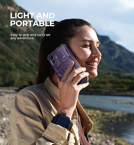 Vista 205 de Dexnor Funda para Samsung Galaxy S24 Plus con cubierta deslizante integrada para cámara, protector de pantalla y soporte, a prueba de golpes, funda