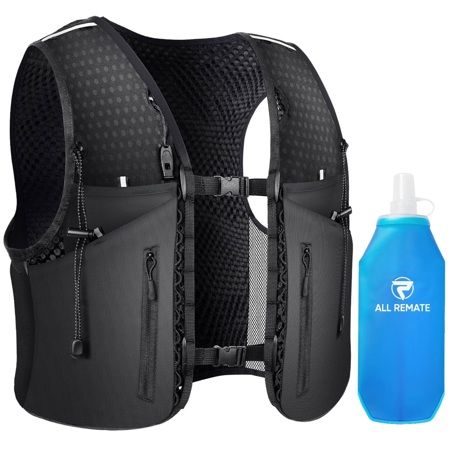 Cruiser Mountain Trailrunning-Weste für lange Strecken, 11 Taschen 6 Riemen Wanderrucksack mit Trinkflasche & Signalpfeife