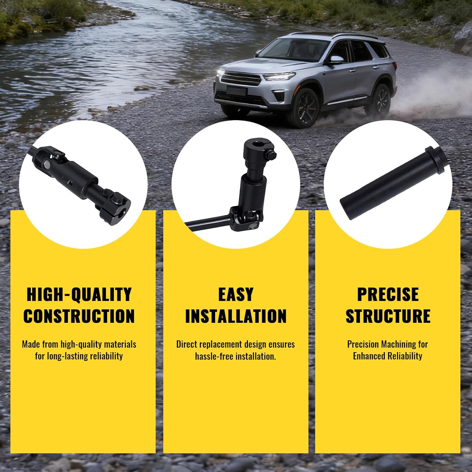 TUCAREST 425-291 (for Power Gear Steering System) Lower Intermediate Steering Shaft Column w/U-Joint Compatible with 1997-2001 Je-ep Wrangler TJ,Replace # 52078705 52078705AC