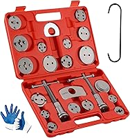 Punmew 24-Piece Brake Caliper Compression Tool Set - Heavy Duty Disc Brake Piston Compressor with 18 Adapters & Hanger