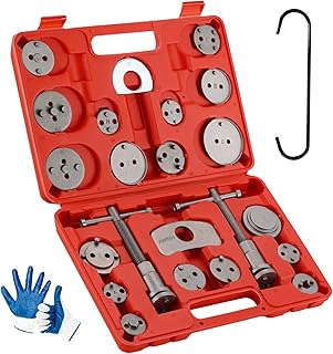 Brake Caliper Compression Tool 24-Piece Heavy Duty Disc Brake Piston Caliper Compressor Rewind Tool Set with C Hanger