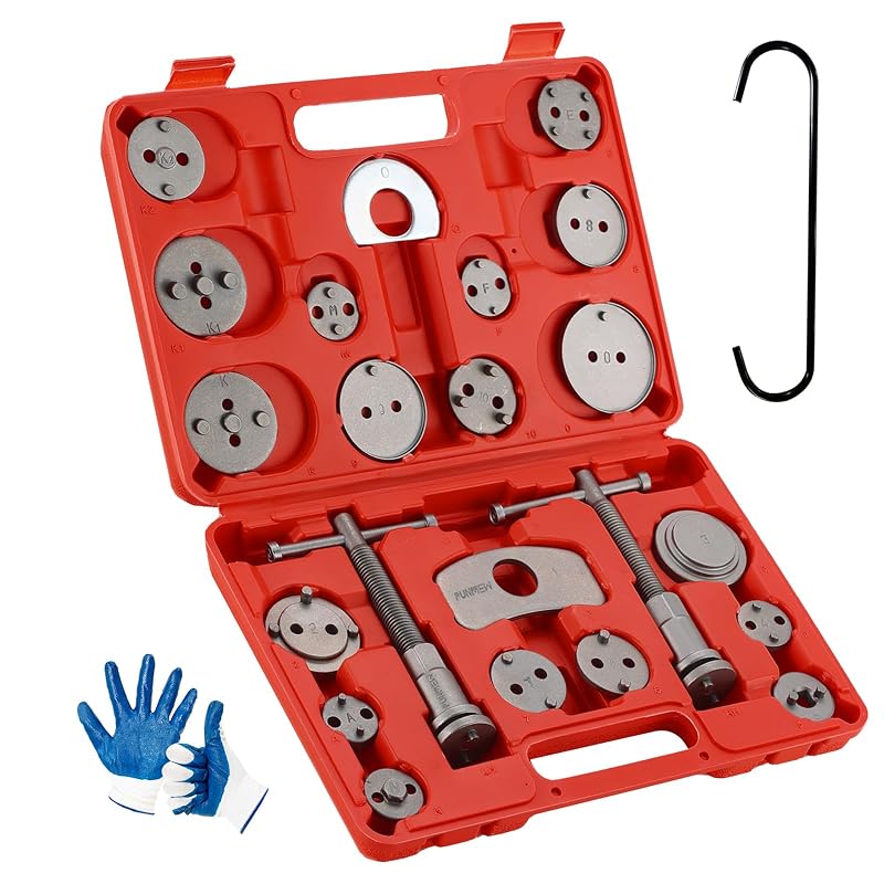 Kit de Ferramentas para Recuo e Compressão de Pistão de Pinça de Freio Punmew com 24 Peças e Suporte C