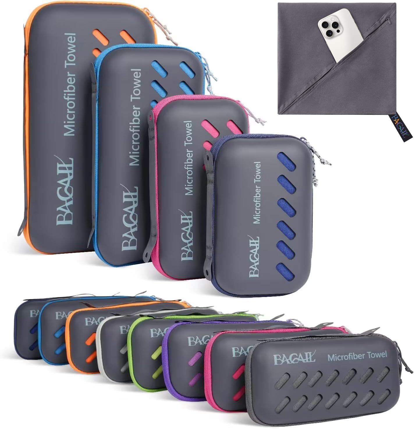 BAGAIL Microfibre Travel Towel, Perfect Camping Towel, Swimming Towel and Bea...