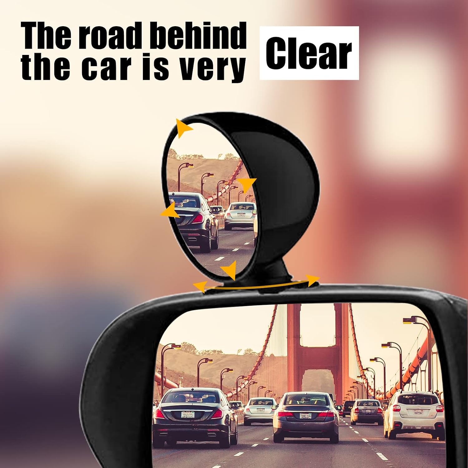Car Blind Spot Mirror 360° Adjustable Rearview Mirror Front Wheel Mirrors Universal Reversing Auxiliary Mirrors, Black(Dia: 7CM)