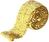 Elastic Sequin Trim, 3 Inch 8 Row Wide Flat Glitter Bling Fabric Paillette Sequin Ribbon, Metallic Stretch Sequin Strip Sewing DIY Embellishment, 5.5 Yards, Gold