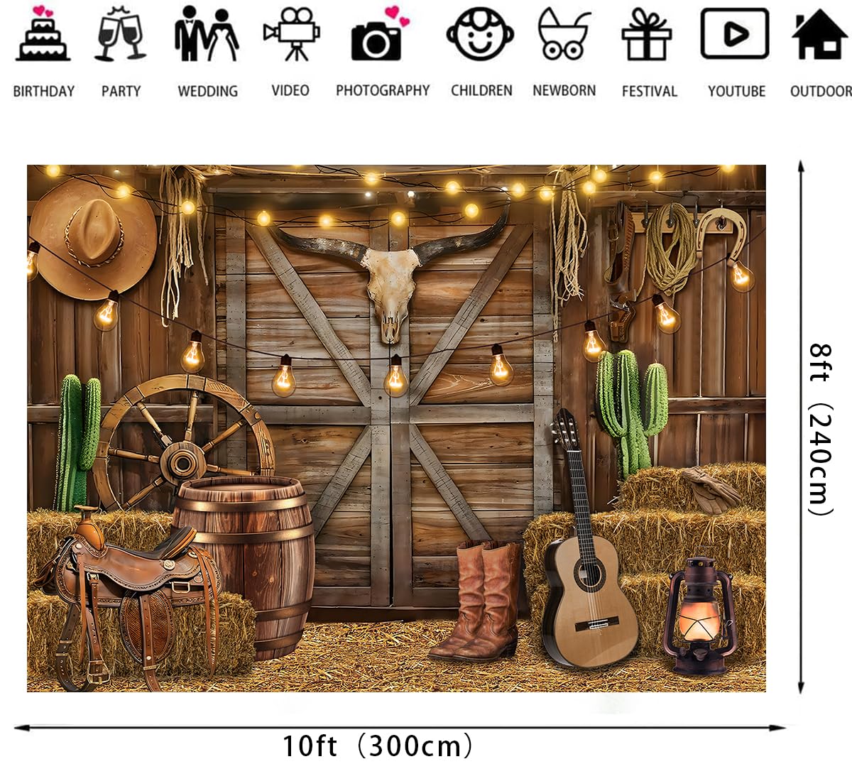 Western Cowboy Sfondo 3,4 x 2,4 m Wild West rustico casa in legno fienile sfondo fotografico per ritratti bambini ragazzo occidentale decorazioni per feste di compleanno forniture puntelli fotografici