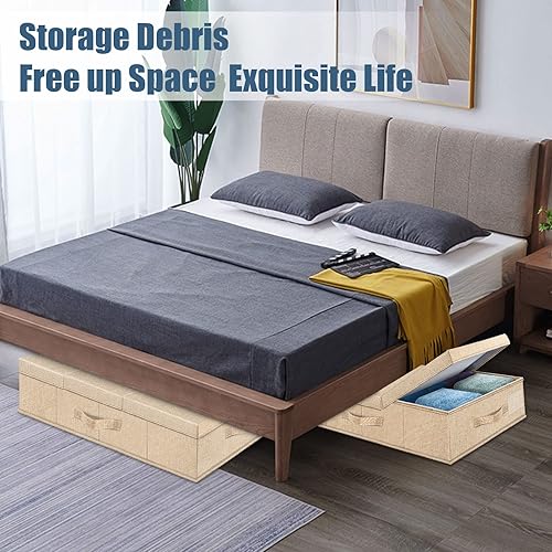 Miniatura 7 de Contenedores de almacenamiento debajo de la cama con tapas (juego de 2) Caja organizadora de almacenamiento grande debajo de la cama con asa, bolsas