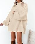 BTFBM Women's Long Pullover Sweaters 2026 Fall Winter Mock Neck Long Sleeve Thick Oversized Casual Knitted Jumper Tops