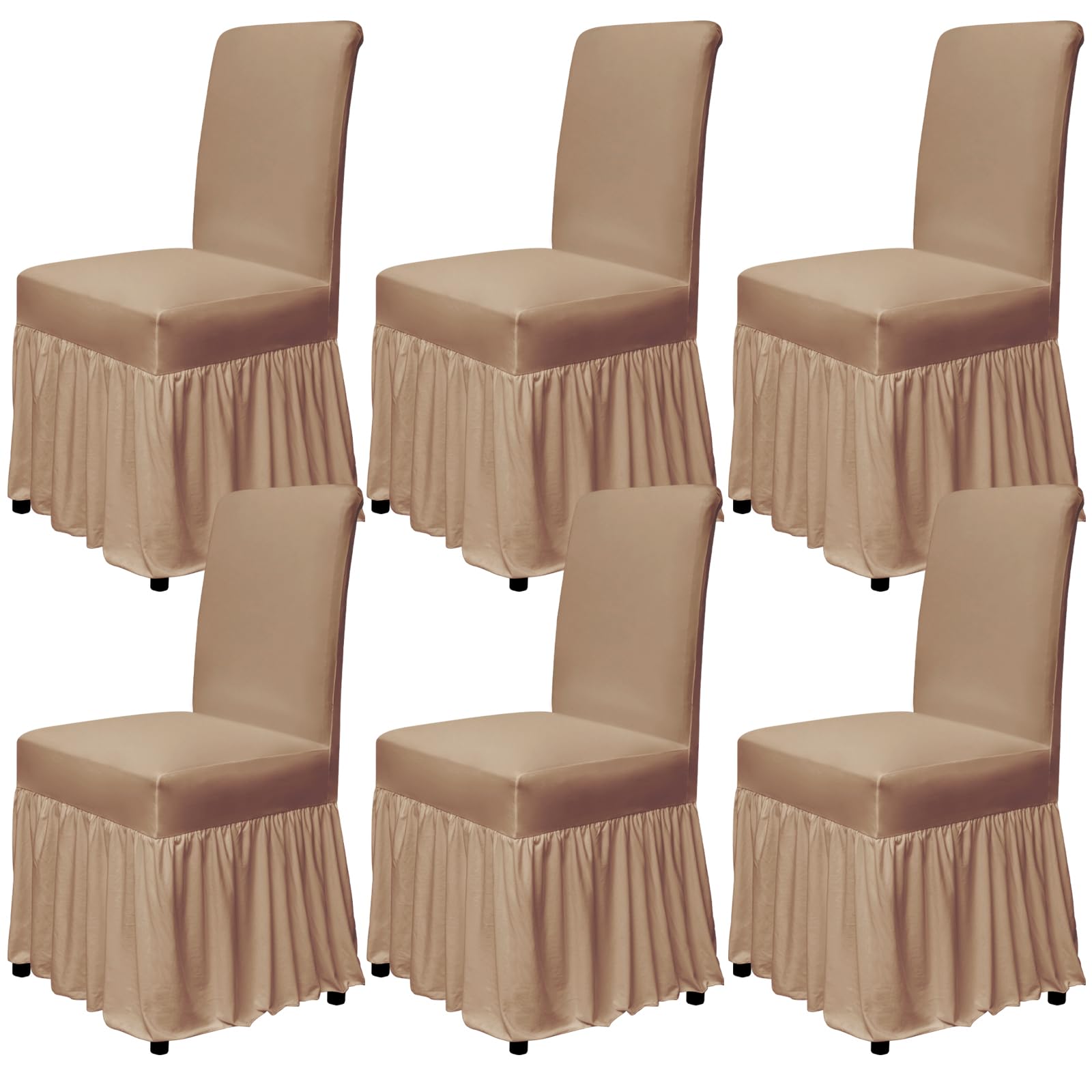 molasofa Chair Covers for Dining Room Set of 6 Stretch Chair Slipcovers with Skirt for Kitchen Seat Protectors Wedding Banquet Decor Kids Pets Spandex