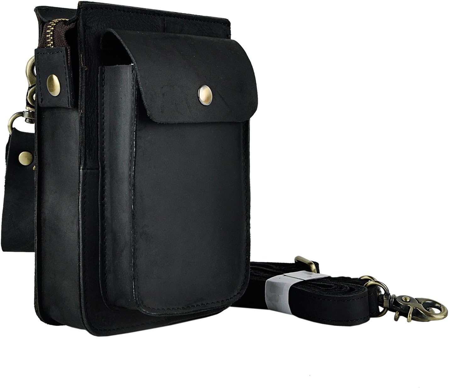 Le'aokuu Mens Genuine Leather Messenger Shoulder Satchel Waist Bag Pack