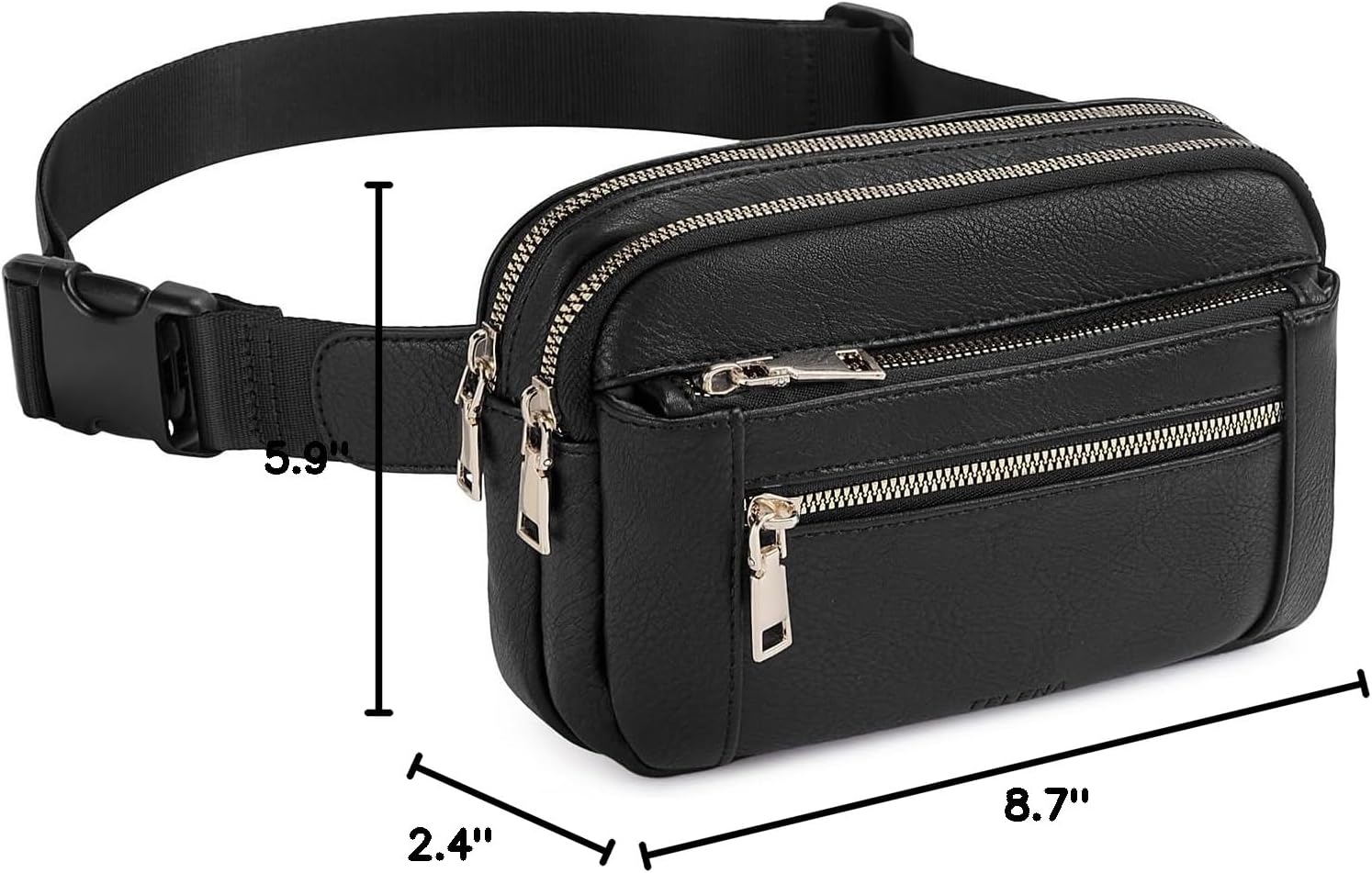 Telena Fanny Packs for Women Cross Body Bag Leather Belt Bag Fashionable Waist Bag with Adjustable Strap Black