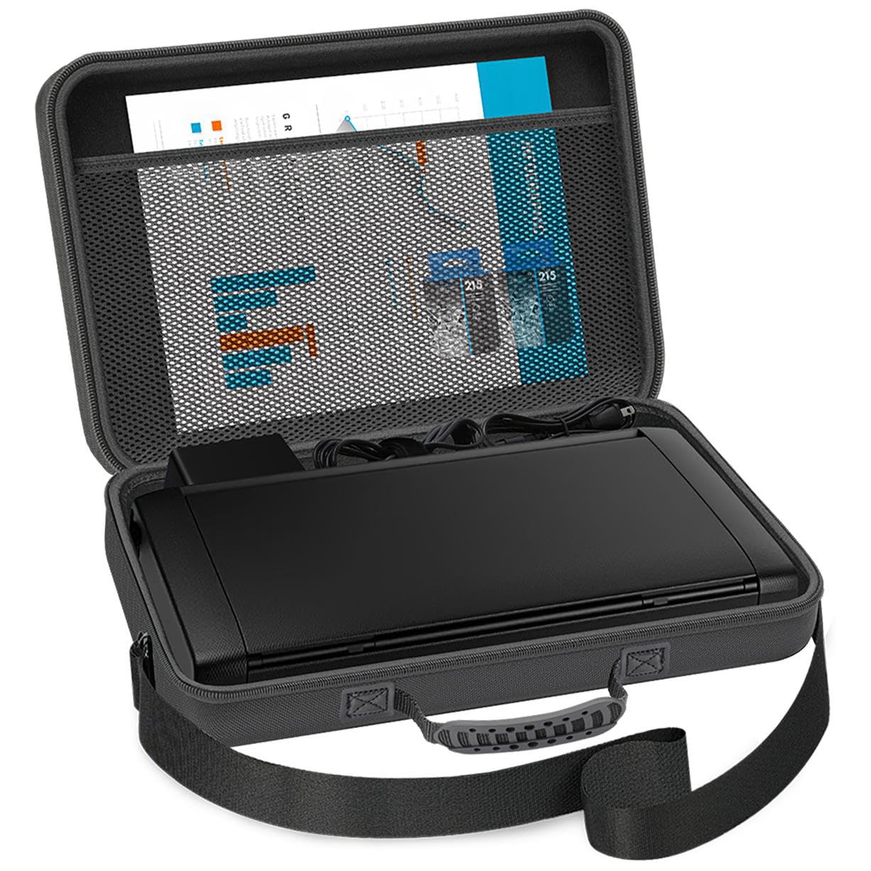 Hartschalen-Reisetasche für Epson Workforce WF-110 / WF-100 kabellose Mobile Drucker, Aufbewahrungstasche für Drucker (nur Hülle) | Schützende Tragetasche, stoßfeste Schale, innerer Aufbewahrungs-Organizer, staubabweisend, für Reisen und Büro, Doppelzweck