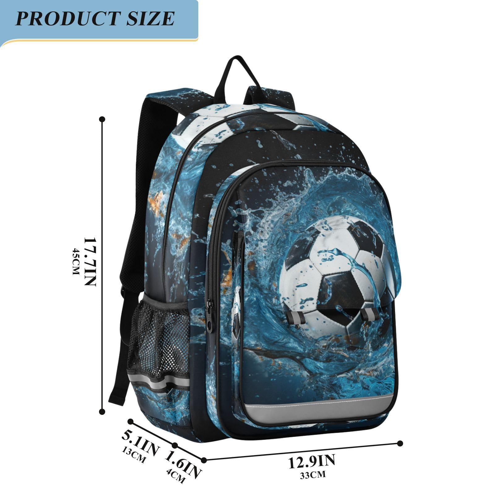 Fútbol De Agua Azul Fresco Mochila Escolar para Estudiantes, Mochilas para Niños, para Viajes y Adolescentes