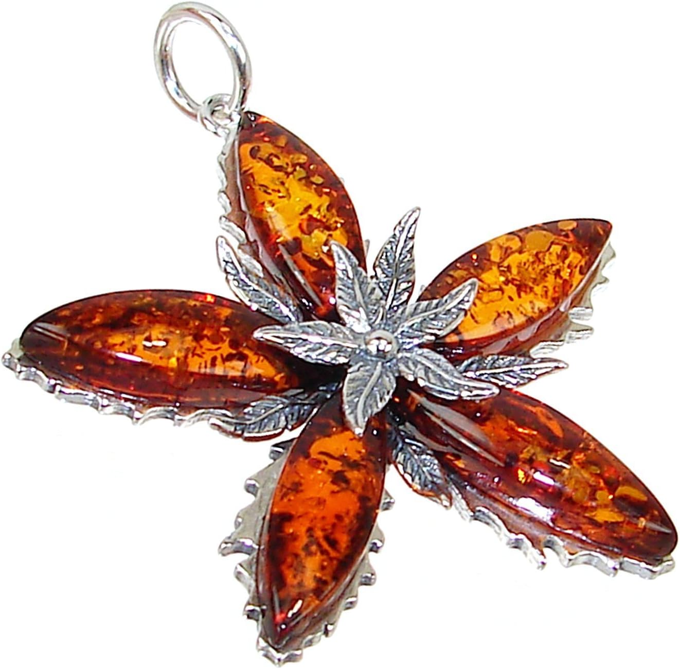 Large Baltic Amber Sterling Silver Pendant