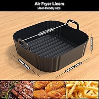 Vista 2 de Forros cuadrados de silicona de 8.5 pulgadas para freidora de aire, paquete de 2 forros reutilizables para freidora de aire Ninja AF141 AF142 AF181