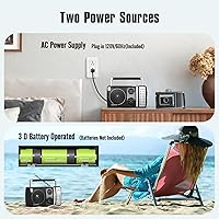 Vista 3 de LEOTEC Radio AM FM, radio Bluetooth portátil, enchufe de pared o funciona con pilas, mejor recepción con conector para auriculares, de mano, ideal