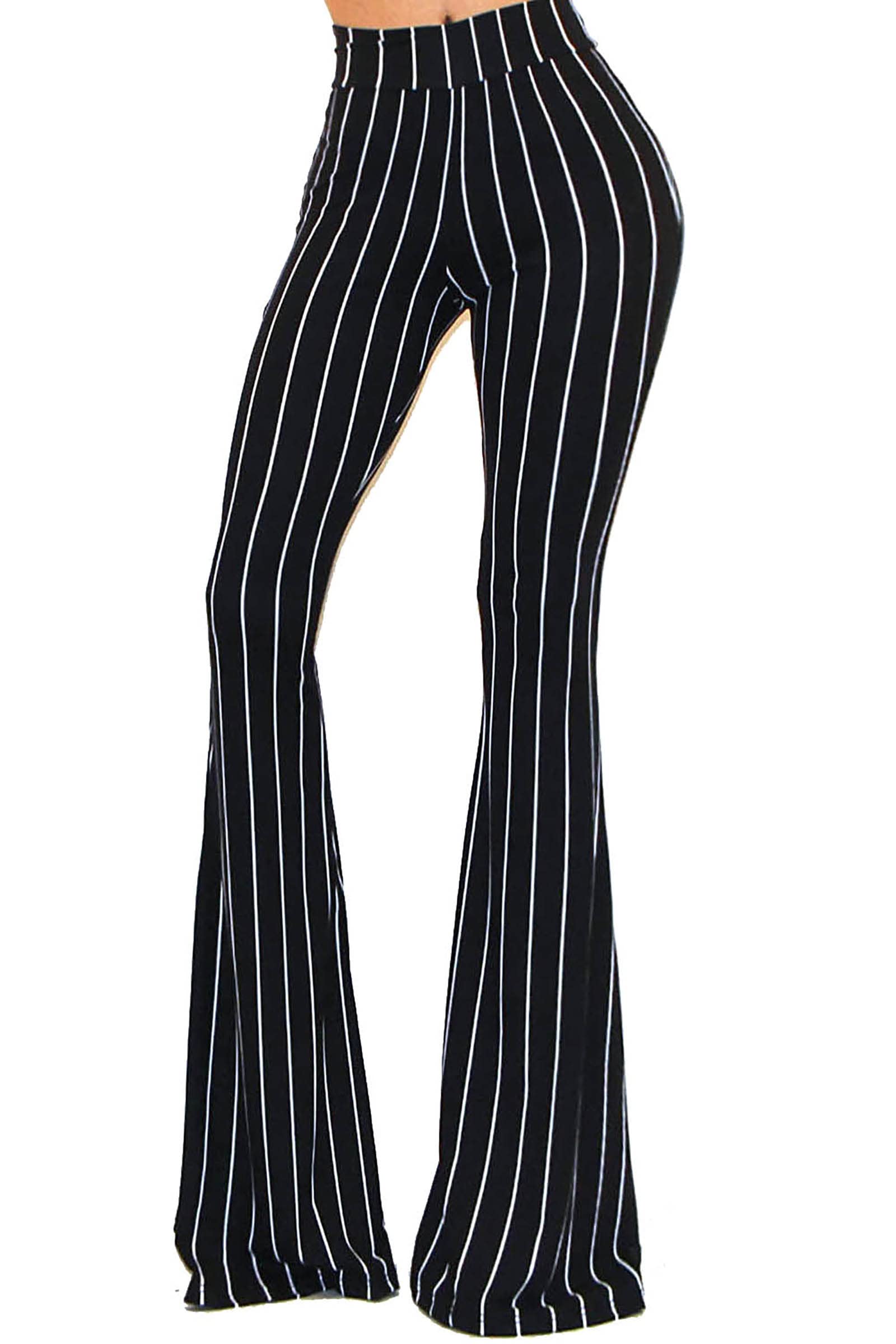 Vivicastle Women's USA Boho Solid Hippie Wide Leg Flared Bell Bottom Pants, C26, Blk/Ivy, Large