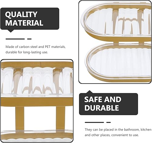 Miniatura 3 de DOITOOL Jabonera de doble capa, jabonera con drenaje, lavabo, fregadero, soporte de esponja para ducha, organizador de ducha, organizador de ducha,