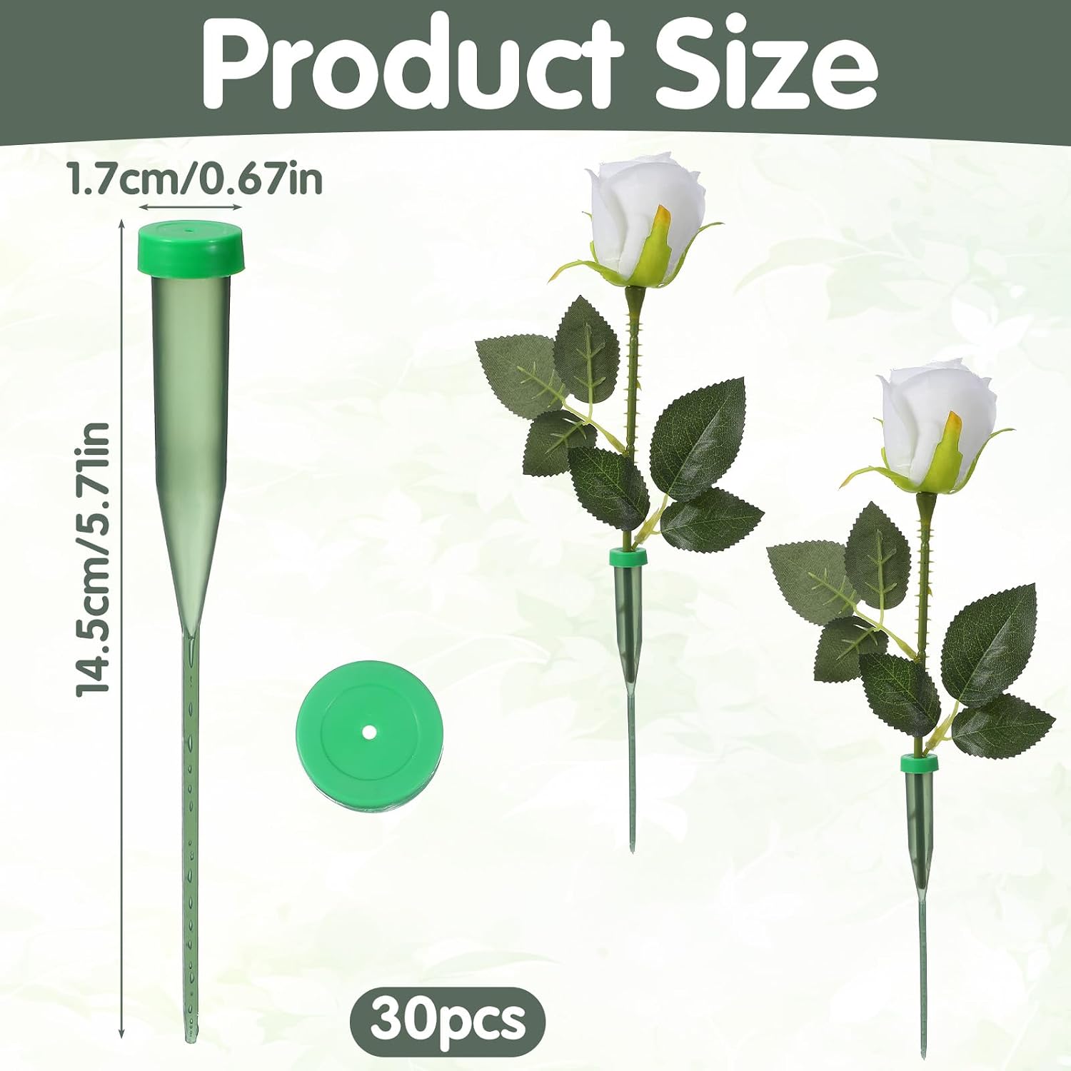 30 PCS Floral Water Tubes for Flowers, Green Floral Water Tubes, 5.71 Inch Flower Stem Vials with Caps Plastic Flowers Tube for Fresh Flower Arrangements Florist Supplies