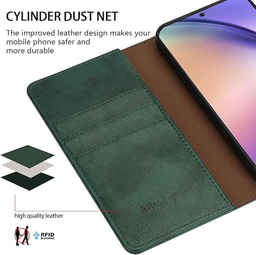 Miniatura 10 de Funda tipo cartera para Samsung Galaxy A54 con bloqueo RFID, soporte de ranura para tarjetas, funda protectora de cuero con tapa magnética fuerte