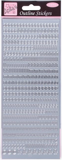 Anita's Small Letters Outline Stickers - Silver