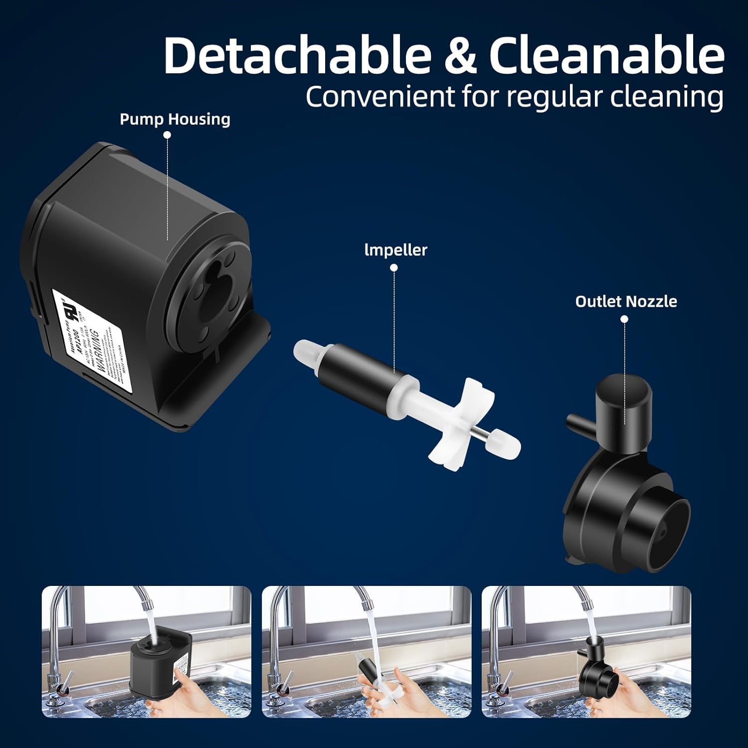 AP1200 AC120V Commercial Large Flow Ice Maker Water Pump for HZB-30F, HZB-38F, HZB-32, HZB-45, HZB-65, HZB-90, HZB-120, HZB-160, Small-sized Circulating Submersible Water Pump, 60Hz 0.13A, Hmax: 0.8m