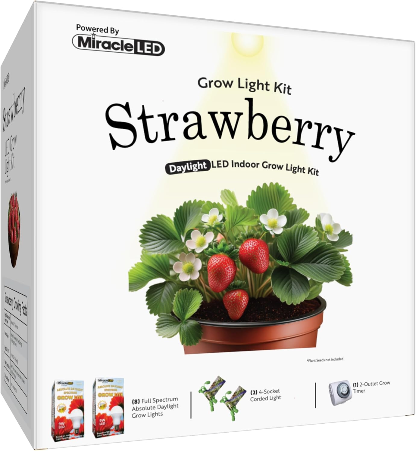 Miracle LED Strawberry Starter Grow Kit (Absolute Daylight Full Spectrum Edition 2-Pack)