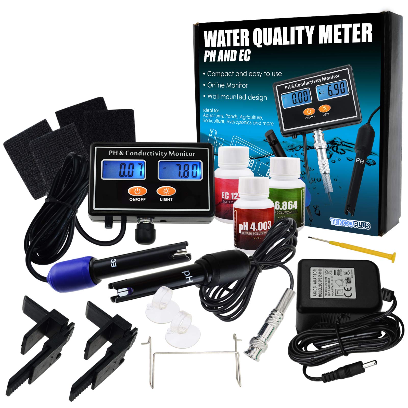 PH EC Leitfähigkeitsmessgerät Meter Tester Hintergrundbeleuchtung Wasserqualität Echtzeit 0,00~14,00 pH / 0~19,99 mS/cm